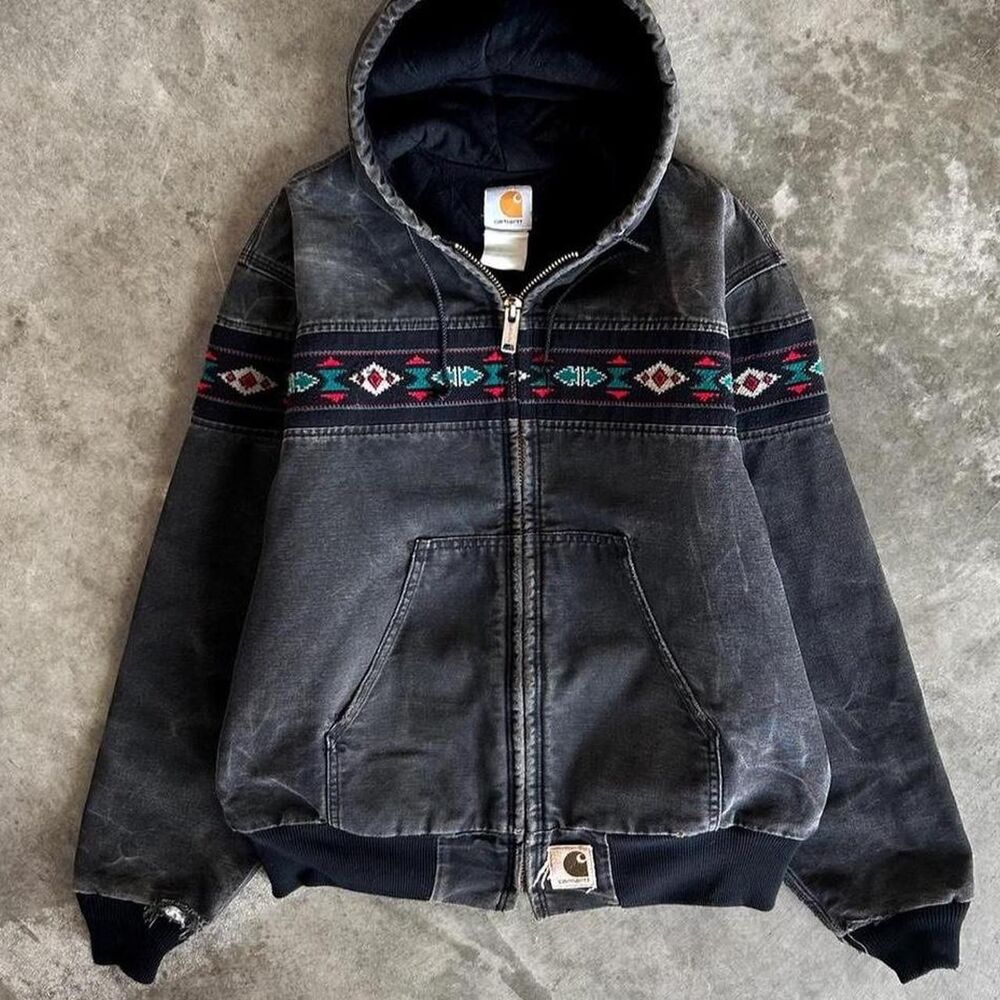 Vintage 90s Carhartt Southwest Aztec Hooded Jacket
